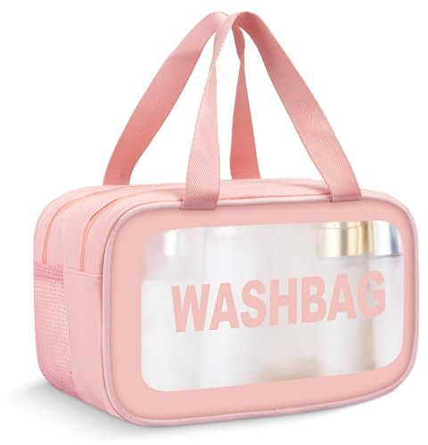 Boic Trousse De Toilette Voyage, Trousse De Toilette Transparente, Trousse De ToiletteHomme, Trousse Toilette Femme Trousses De Toilette pour Homme Et Femme Grande (Rose, M)