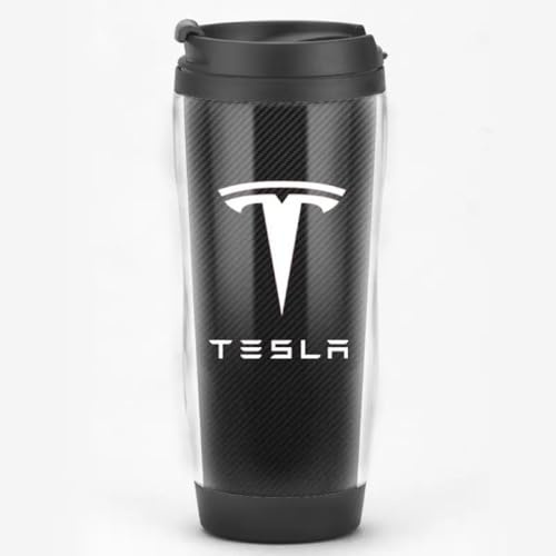 GZLYLY Auto-Thermobecher für Tesla Model Y,Edelstahl Kaffee-to-go Becher Thermo, Vakuum auslaufsicher Isolierbecher mit Deckel, Autobecher doppelwandig isoliert Coffee-to-go Becher,Black A