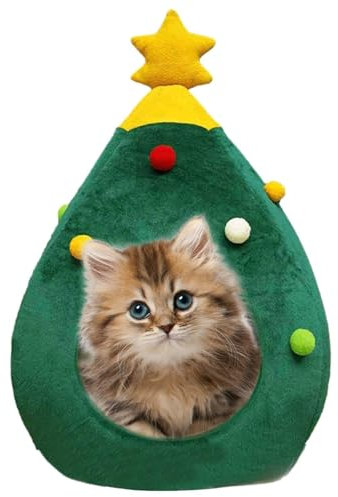Cama Navidad Gato - Árbol Navidad Casa Gatos | Cama De Gato Árbol De Navidad | Cama Árbol Navidad Gatos | Cama Gato Arbol Navidad | Casa Gato Navidad | Cama Navidad para Perros