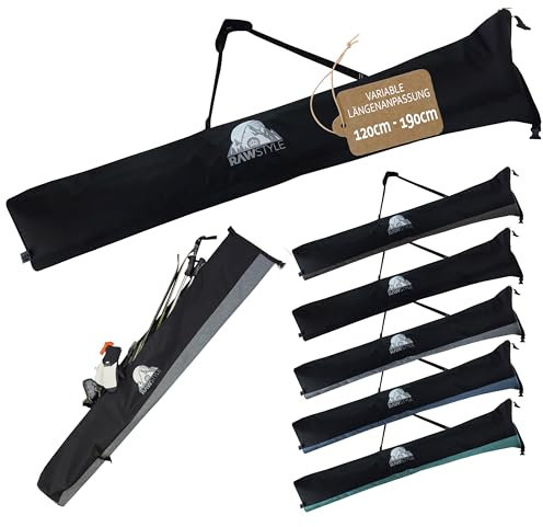Rawstyle Skitasche variabel Skisack für Ski universal anpassbar Erwachsene Skistöcke 120-190cm wasserdicht Skibag Skicover Wintersport Skiaufbewahrung Maxi (Uni schwarz)