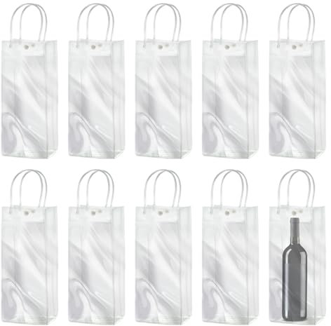 12 unidades enfriador de botellas: PVC transparente enfriador de botellas portátil, funda de refrigeración para botellas con asa, bolsa de hielo a prueba de fugas para cerveza, champán, vino