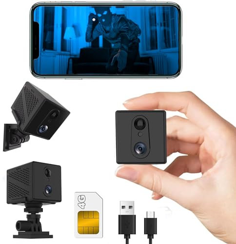 Zingle No WiFi Security Camera FREE SD card 4G Cellular Security 5200mAh Battery, 1080P HD Car Mini 4G Camera, 160° Wide View, Motion Detection Alert, 10m Night Vision