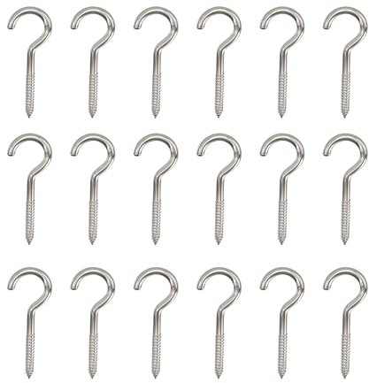 MindWissUp 18pcs M3.5 x 50mm Screw Hooks Open Eye Cup Screw-in Ceiling Hooks Nickel Plated Indoor and Outdoor Wall for Hanging Plants, Cups, Kitchen Cabinet Shelf(2inch)