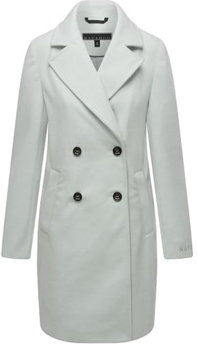 Navahoo Damen Mantel in Woll-Optik langer klassischer Trenchcoat Frostjuwel 14 Ice Blue Gr. XS