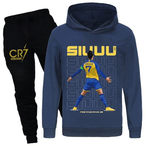 Temolie Kinder Trainingsanzüge Hoodie Joggers Hosen 2-teilige Jungen Mädchen Casual Football Print Kleidung Sweatshirt Sets 4-13 Jahre Trainingsanzug Outfits