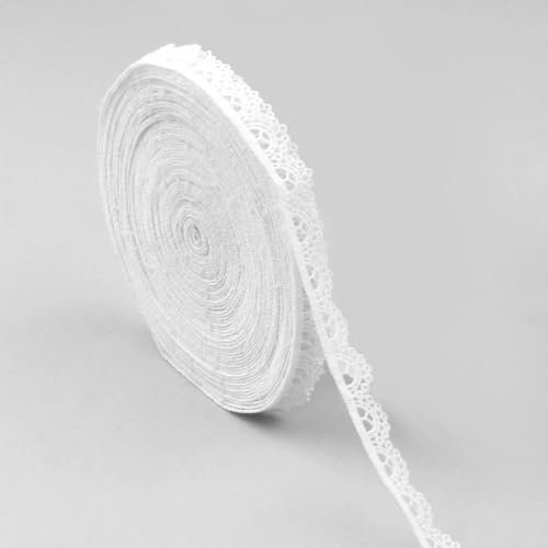 Weißes Spitzenband,Häkel Baumwoll Spitzenborte,Vintage-Spitzenband zum Basteln,Geschenkverpackung,DIY-Nähen,Brauthochzeitsdekoration,Scrapbooking-Zubehör,9,14 Meter/Rolle
