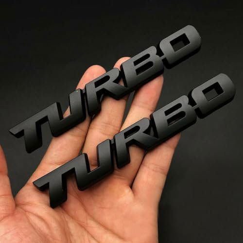2 STK. Turbo Logo schwarz Metal Car Body Sticker Auto Emblem Badge 3D