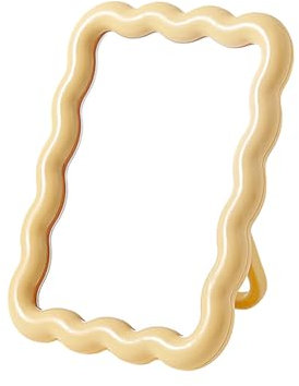 FSSTUD Miroir de maquillage de table ondulé - Miroir de bureau pliable - Joli miroir de maquillage de voyage - Esthétique - Petit miroir portable sur pied avec support réglable - Jaune