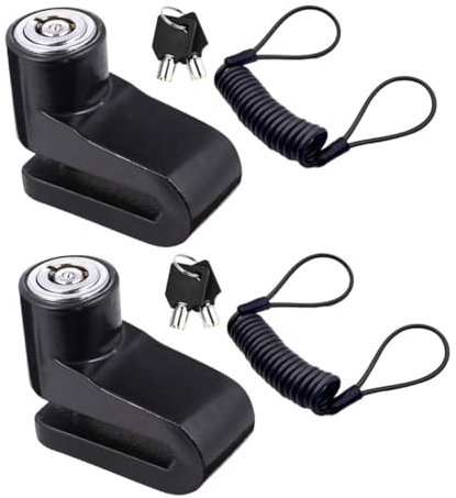 TOPBATHY 2 Pièces Verrou De Frein à Disque Sécurité pour Moto Et Scooter Lot de Cadenas avec Câble De Rappel pour Vélos Et Véhicules Électriques