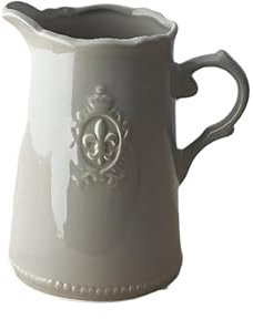 Ceramic Grey Fleur De Lis Jug, 18cm