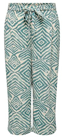 CARMAKOMA Damen Culotte Sommerhose Bequem mit Design Muster und Bindeband, Farben:Grün, Größe:48