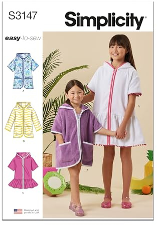 Simplicity Sewing Pattern SS3147HH Children's and Girls' Hooded Cover Up HH (3-4-5-6)