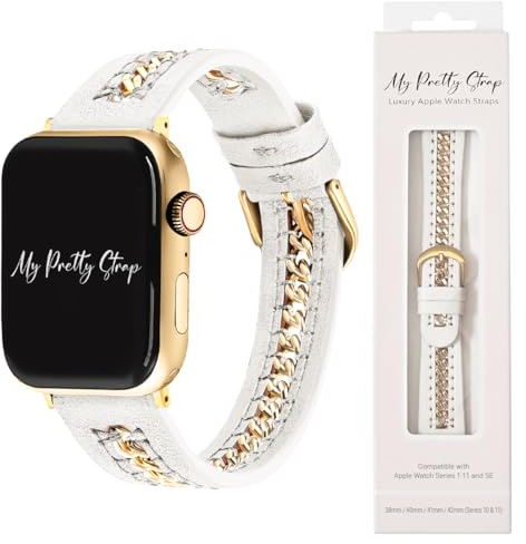 My Pretty Strap - Compatible Apple Watch Band Strap, Genuine Leatger Luxury iWatch Replacement Strap- Fits Most Wrists- Series 1-11, SE & Ultra (38MM/ 40MM/ 41MM/ 42MM/ 44MM/ 45MM/ 49MM)