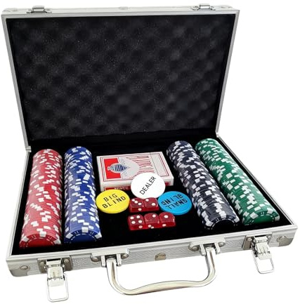 Pokerchips-Set mit Koffer, Partyartikel ohne Bezeichnung, Pokerchips für Gesellschaftsspiel, für -Enthusiasten, Männer, Frauen, Sammler, Familienabend, Partys