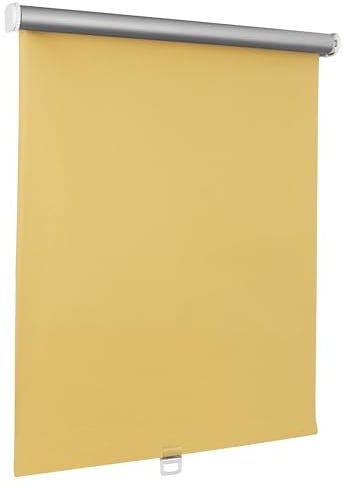 Print Cycero packaging Springrollo Thermo - Mittelzugrollo - Sonnenschutz, Sichtschutz, Blendschutz - 60 x 180 cm gelb - Schnapprollo - Verdunkelungsrollo - Stoff Rollo - Thermorollo