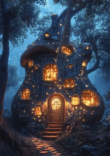 Puzzle für Erwachsene 60 Teile Gitarre Baumhaus, Puzzle 60 Teile Erwachsene 40x28cm, Pädagogisches Spiel Herausforderung Spielzeug, Puzzles Geschenke