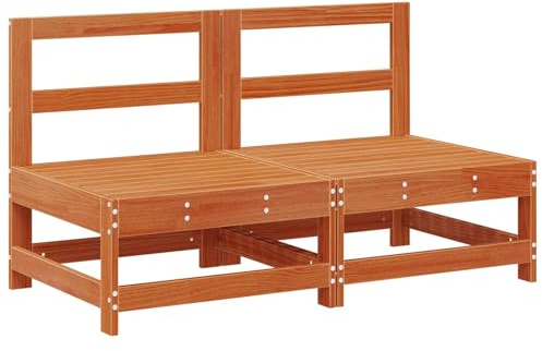 vidaXL Garten Mittelssofa Massives Kiefernholz Wachsbraun, Modernes Outdoor-Sofa, Modulare Sitzmöglichkeiten, Garten- und Terrassenmöbel, Recheckiges Kiefer-Sofa für stylisches Lounge-Flair