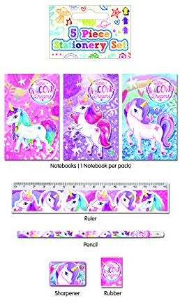 Henbrandt Einhorn-Schreibwaren-Set, 5-teilig.