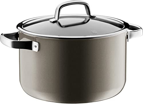WMF Fusiontec Mineral Kochtopf groß 24cm, Glasdeckel, Fleischtopf Induktion 6,4l, High-Tech Keramik, kratzfest, braun