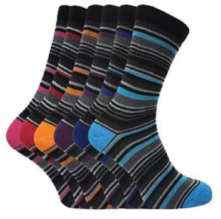 Sock Snob | 6 Pairs Mens Formal Patterned Striped Argyle Coloured Dress Cotton Socks