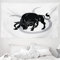 ABAKUHAUS Sternzeichen Stier Wandteppich und Tagesdecke, Black Ox und Zeichen aus Weiches Mikrofaser Stoff Waschbar ohne Verblassen Digitaldruck, 230 x 140 cm, Weiß und Schwarz