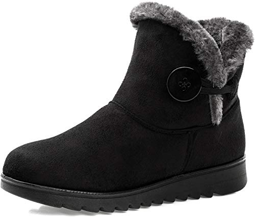 Vunavueya Stivali Donna Invernali Scarpe Stivaletti da Neve con Imbottitura Calda Stivali alla Caviglia Caldi Boots Scarpe Nero -B 40.5 EU/260CN