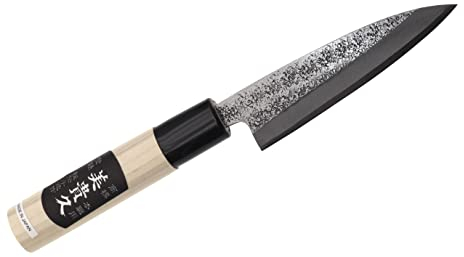 Coltello giapponese artigianale Tsutsumi lama martellata 10,5 cm, forgiato a mano