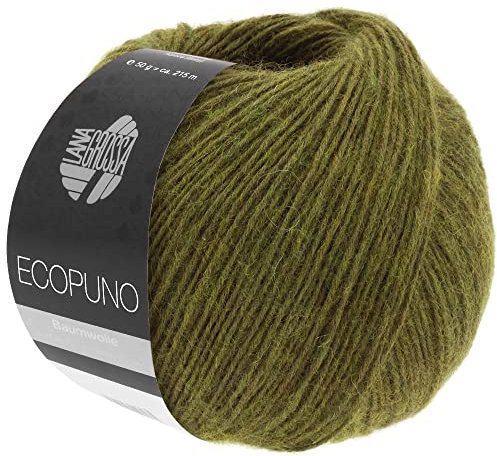 LANA GROSSA Ecopuno | Edle Netzgarnstruktur aus Baumwolle gefüllt mit Merino/Alpaka | Handstrickgarn aus 17% Schurwolle & 11% Alpaka Wolle | 50g Wolle zum Stricken & Häkeln | 215m Garn FB 54