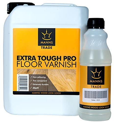 Manns Trade Extra Tough Pro Floor Varnish 1L - High Gloss - Professional Grade, Highly Versatile and Antimicrobial, Two-Component Interior Wood Lacquer
