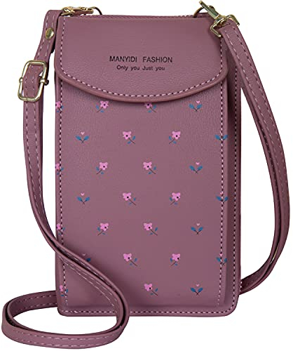 ANYWN Borsa a Tracolla per Cellulare Donna in Pelle PU - Porta Cellulare per Dispositivi Fino a 6,5''