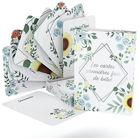 Ideales Geschenk zur Geburt zum ersten Mal des Babys 50 Karten zum ersten Mal des Babys und in der Geschenkschachtel - 50 Fotos der Babyschriften (Unisex)