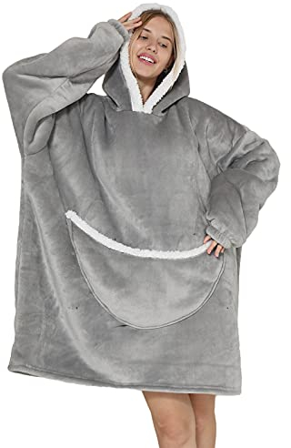 JOREAY Übergroße Decke Hoodie Sweatshirt für Erwachsene, Männer, Frauen, Jugendliche, Super Weiche Gemütliche Warme Komfortable Sherpa Riesen-Hoodie, Geeignet Kapuzenpullover