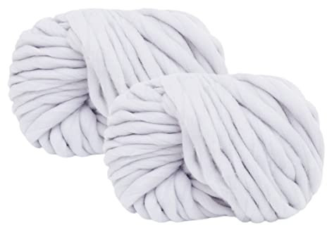 Maxee Sperrige Armstricken Wolle 500g (2*250 g), Roving Garn zum Handstricken Häkeln, Grobe Isländische Wolle, Grobstrick Weiches Wollgarn, Dicke Wolle Garn für Decke Stricken - (29 Fischbauch Weiß)