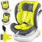 KIDIZ® Kindersitz Baby Autositz Kinderautositz Isofix Top Tether 360° drehbar Gruppe 0/1/2/3 ab Geburt 0-36kg Mit Sonnenschutzdach Seitenschutz 5 Punkt Gurt Kopfstützenverstellung ECE R129 Grau