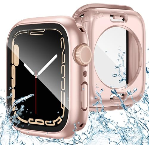 Goton -Custodia protettiva a 360 gradi impermeabile 2 in 1 per Apple Watch Screen Protector 40 mm, SE 2a generazione, Series 6, 5, 4, in vetro duro e custodia posteriore, per accessori iWatch 40 mm