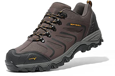 NORTIV 8 Zapatos de Senderismo Hombres Zapatillas Trekking Impermeables Botas Montaña Ligeros al Aire Libre,Size 46,Marrón,160448_Low-E