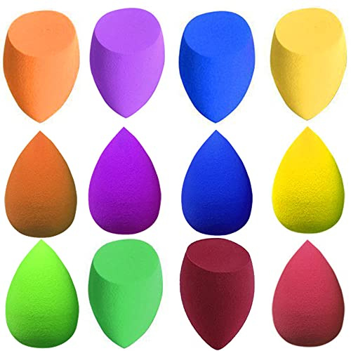 12 Pcs Makeup Sponge Puff Beauty Makeup Blender Soft Concealer Sponge Set 6 Color Beauty Sponges for Blending Liquid Foundation Cream & Non Latex Beauty Blender Concealer Applicator, Multicolor
