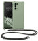 kwmobile Necklace Case kompatibel mit Oppo Find X3 Lite Hülle - Cover mit Kordel zum Umhängen - Silikon Schutzhülle Graugrün
