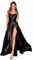 BABYONLINE D.R.E.S.S. Robe de Cocktail Longue Sexy Bustier avec Appliques Elégante à Fleurs Robe Femme Longue Chic Satin Soirée Noir 42