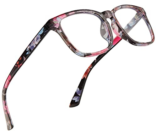 Jectieey Reading Glasses for Women Men - Blue Light Blocking UV Filter Computer Readers,Anti Eyestrain Eyeglasses(Floral, 1.5X)