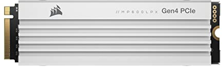 Corsair MP600 PRO LPX 1TB M.2 NVMe PCIe x4 Gen4 SSD - Optimised for PS5 (Up to 7,100MB/sec Sequential Read & 5,800MB/sec Sequential Write Speeds, High-Speed Interface, Compact Form Factor) White