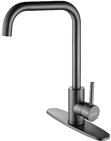 RODDEX Bar Sink Faucet Single Lever Swivel Mixer Tap with 3 Hole Deck Plate, Commercial Modern Stainless Steel Faucets for Motorhomes, Laundry, Outdoor, Farmhouse, Sink, Kitchen (Gunmetal,