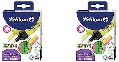 Pelikan 814058 Textmarker 490, farbig sortiert, 4 Stück im Etui (Packung mit 2)