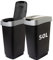 2friends Lot de 2 poubelles avec couvercle 50 l, poubelle de cuisine, poubelle avec couvercle basculant, noir/argenté, modèle : Erik, fabriqué en UE, idéal pour le recyclage et le tri des déchets
