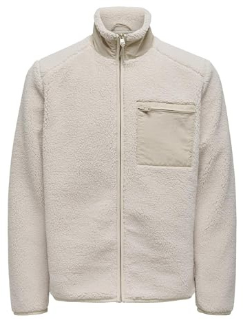 ONLY & SONS Herren Onsdallas Sherpa Jacket OTW Vd Fleecejacke, Silver Lining, L