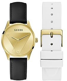 GUESS Analoge Damenuhr Quarz mit Edelstahlarmband GW0642L1, Schwarz, 36MM, Riemen