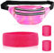 LGZIN 80er Jahre Outfit Damen Set Accessoires, 80er Jahre Kleidung Damen Set, Kleidung Pinke Set Sportlicher Stil mit Bauchtasche, Schweißband pink Set mit Stirnband für 80er 90er Karneval Neon Party