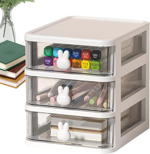 Lot de 2 mini tours de rangement, tiroirs de rangement en plastique, boîte de rangement à tiroir de bureau, organisateur de maquillage pour la maison, le bureau (B)