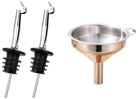 2 Stück Flaschenausgießer, Ausgießer Spirituosen mit Trichter für Wein, Olivenöl, Kaffee, Sirup, Essig, für Partys, Bars