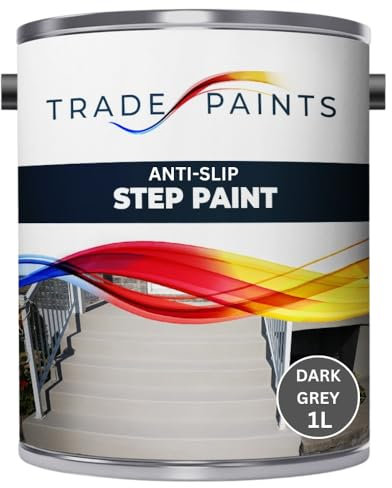 Anti-Slip Doorstep & Floor Paint - Suitable For Brick, Concrete, Masonry, Wood, Metal Surfaces - Step & Floors (Dark Grey, 1 Litre)